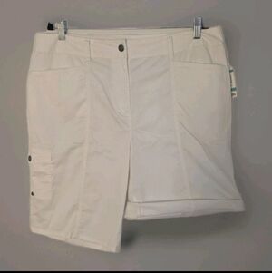 Charter Club Women's Katherine Fit White Roll Up Walking Shorts Sz 16 10" Inseam